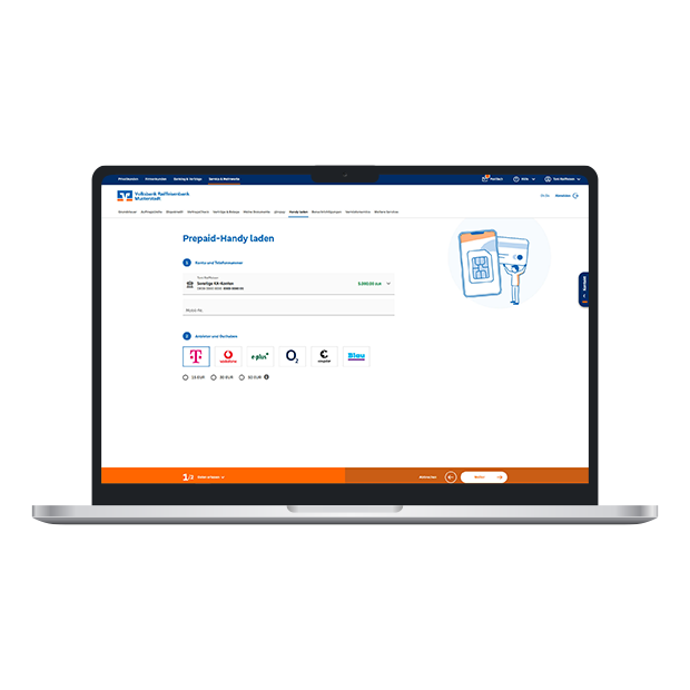 Handy laden Ansicht im OnlineBanking